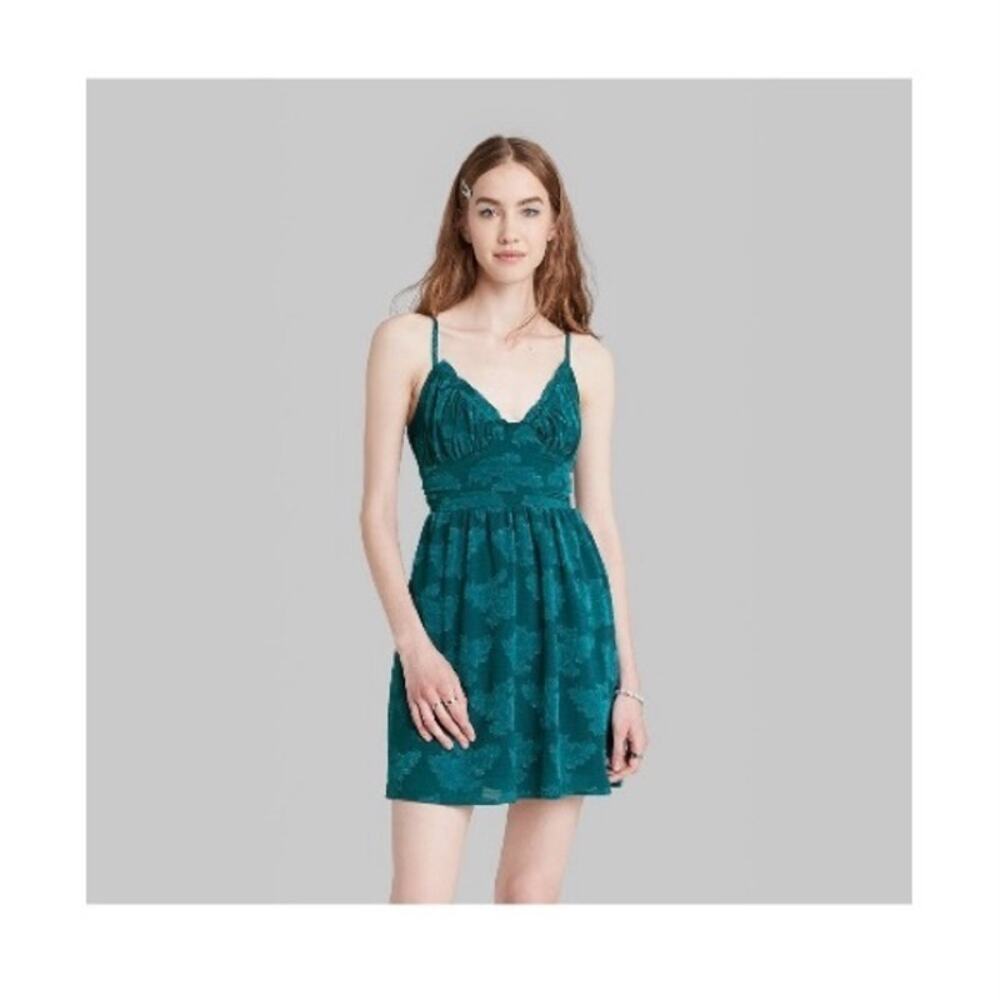 Wild Fable Womens Dress Green Lace Up Back Medium